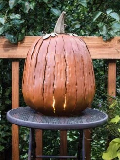 Desert Steel Pumpkin Luminary, Tall -Outdoor Garden Care Shop 8599559 01v desert steel pumpkin luminary tall orange
