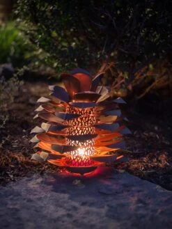 Desert Steel Pine Cone Luminary