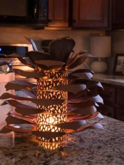 Desert Steel Pine Cone Luminary -Outdoor Garden Care Shop 8599563 03V tif