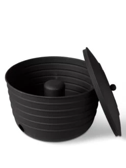 Matte Black Ribbed Hose Pot With Lid -Outdoor Garden Care Shop 8611991 5868 tif
