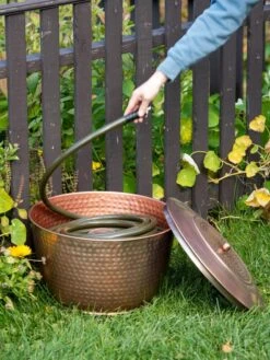Hammered Copper Hose Pot With Lid -Outdoor Garden Care Shop 8613311 0012