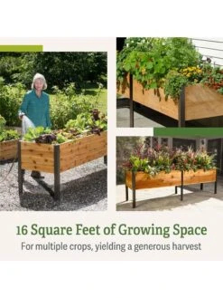 Self-Watering Eco-Stained Elevated Planter Box, 2' X 8' -Outdoor Garden Care Shop b00eow8fhu raisedbed feature 2 1